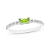 Thumbnail Image 1 of Baguette-Cut Peridot & White Lab-Created Sapphire Ring Sterling Silver