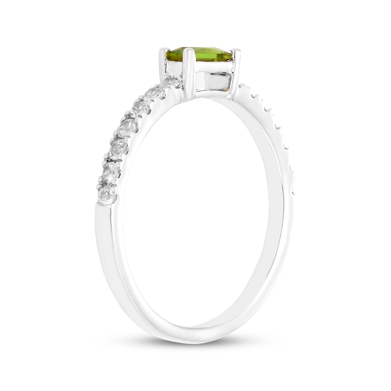Main Image 2 of Baguette-Cut Peridot & White Lab-Created Sapphire Ring Sterling Silver