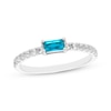 Thumbnail Image 1 of Baguette-Cut Swiss Blue Topaz & White Lab-Created Sapphire Ring Sterling Silver