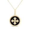 Thumbnail Image 1 of Black Onyx & Diamond Cross Medallion Necklace 1/20 ct tw 10K Yellow Gold 18&quot;
