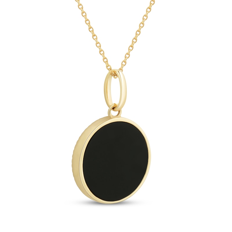 Main Image 3 of Black Onyx & Diamond Cross Medallion Necklace 1/20 ct tw 10K Yellow Gold 18&quot;