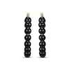 Thumbnail Image 2 of Black Agate Bead Hoop Earrings 40mm Sterling Silver with 10K Yellow Gold Plate