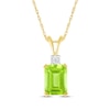 Thumbnail Image 1 of Emerald-Cut Peridot & Diamond Accent Necklace 10K Yellow Gold 18&quot;