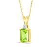 Thumbnail Image 2 of Emerald-Cut Peridot & Diamond Accent Necklace 10K Yellow Gold 18&quot;