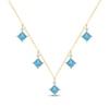 Thumbnail Image 1 of Square-Cut Swiss Blue Topaz & Diamond Drop Necklace 1/10 ct tw 10K Yellow Gold 18&quot;