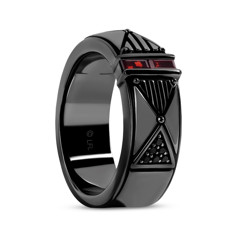 Main Image 2 of Star Wars Darth Vader Baguette-Cut Garnet & Black Diamond Ring 1/8 ct tw Sterling Silver