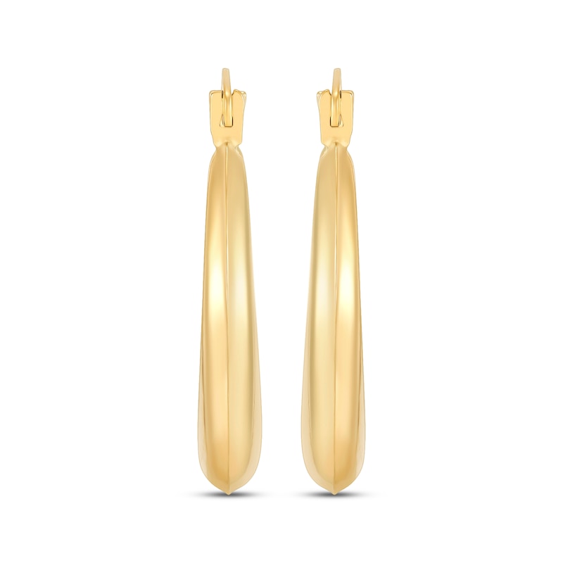 Main Image 2 of Hollow Oval Puff Hoop Earrings 10K Yellow Gold