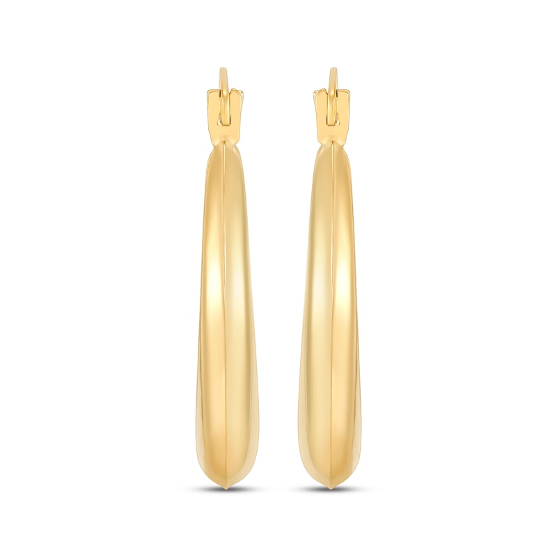 Hollow Oval Puff Hoop Earrings 10K Yellow Gold