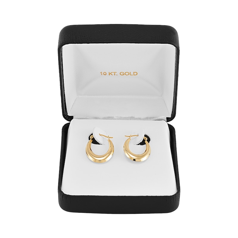 Main Image 3 of Hollow Oval Puff Hoop Earrings 10K Yellow Gold