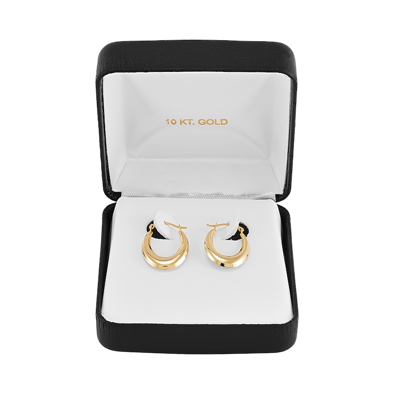 Hollow Oval Puff Hoop Earrings 10K Yellow Gold