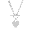 Thumbnail Image 0 of Heart Charm Toggle Curb Chain Necklace Sterling Silver 17"