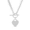 Thumbnail Image 1 of Heart Charm Toggle Curb Chain Necklace Sterling Silver 17&quot;