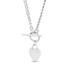Thumbnail Image 1 of Heart Charm Toggle Curb Chain Necklace Sterling Silver 17"