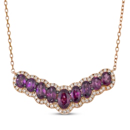 Le Vian Waterfall Oval-Cut Rhodolite Garnet Necklace 1/3 ct tw Diamonds 14K Strawberry Gold 19"