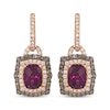 Thumbnail Image 2 of Le Vian Cushion-Cut Rhodolite Garnet Doorknocker Earrings 1 ct tw Diamonds 14K Strawberry Gold