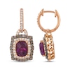Thumbnail Image 3 of Le Vian Cushion-Cut Rhodolite Garnet Doorknocker Earrings 1 ct tw Diamonds 14K Strawberry Gold