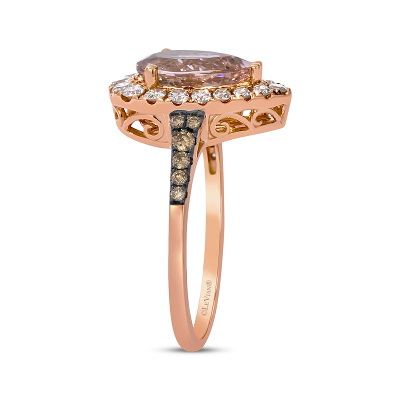 Main Image 2 of Le Vian Pear-Shaped Morganite Ring 1/2 ct tw Diamonds 14K Strawberry Gold