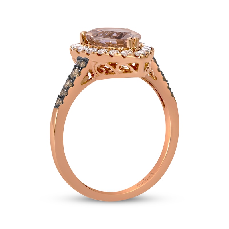 Main Image 3 of Le Vian Pear-Shaped Morganite Ring 1/2 ct tw Diamonds 14K Strawberry Gold