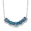 Thumbnail Image 1 of Le Vian Waterfall Oval-Cut Blue Topaz Curved Bar Necklace 1/8 ct tw Diamonds 14K Vanilla Gold 19&quot;