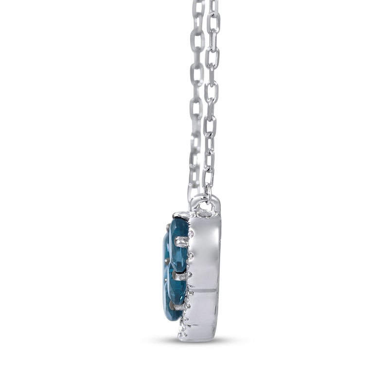 Main Image 2 of Le Vian Waterfall Oval-Cut Blue Topaz Curved Bar Necklace 1/8 ct tw Diamonds 14K Vanilla Gold 19&quot;