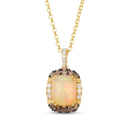 Le Vian Cushion-Cut Opal Necklace 1/3 ct tw Diamonds 14K Honey Gold 19"