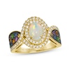 Thumbnail Image 1 of Le Vian Oval-Cut Opal & Multi-Gemstone Ring 1/2 ct tw Diamonds 14K Honey Gold