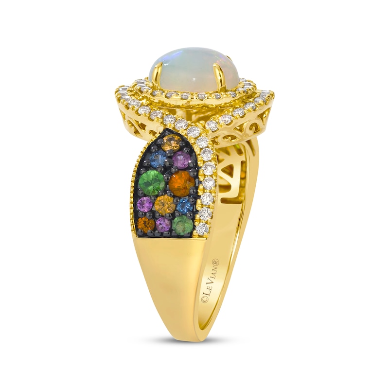Main Image 2 of Le Vian Oval-Cut Opal & Multi-Gemstone Ring 1/2 ct tw Diamonds 14K Honey Gold