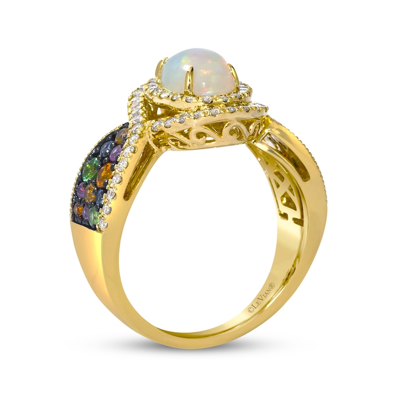 Main Image 3 of Le Vian Oval-Cut Opal & Multi-Gemstone Ring 1/2 ct tw Diamonds 14K Honey Gold