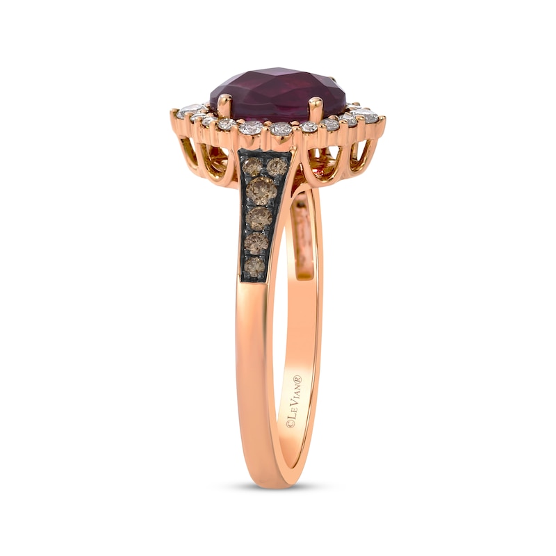 Main Image 2 of Le Vian Oval-Cut Rhodolite Garnet Ring 1/3 ct tw Diamonds 14K Strawberry Gold