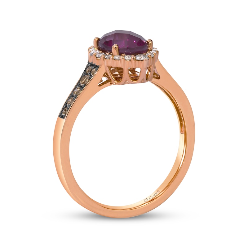 Main Image 3 of Le Vian Oval-Cut Rhodolite Garnet Ring 1/3 ct tw Diamonds 14K Strawberry Gold