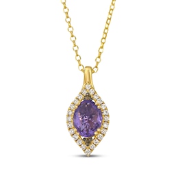 Le Vian Oval-Cut Amethyst Necklace 1/3 ct tw Diamonds 14K Honey Gold 19"