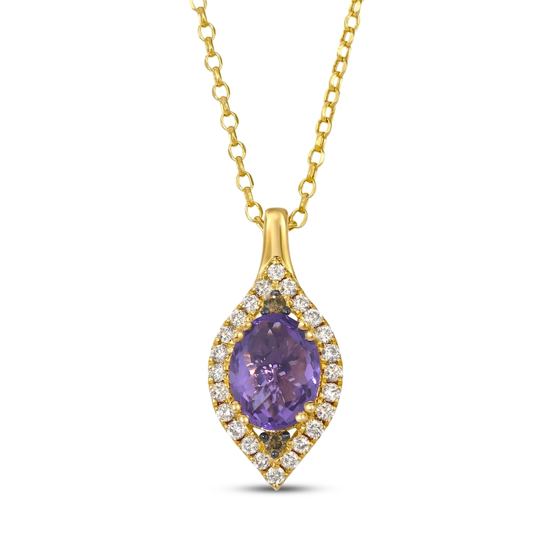 Le Vian Oval-Cut Amethyst Necklace 1/3 ct tw Diamonds 14K Honey Gold 19"