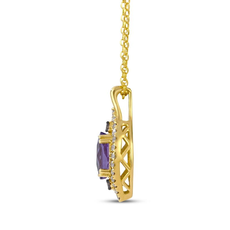 Main Image 2 of Le Vian Oval-Cut Amethyst Necklace 1/3 ct tw Diamonds 14K Honey Gold 19&quot;
