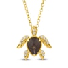 Thumbnail Image 1 of Le Vian Garden Party Pear-Shaped Chocolate Quartz Turtle Necklace 1/10 ct tw 14K Honey Gold 19&quot;