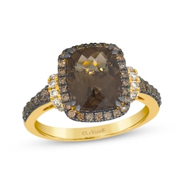 Le Vian Cushion-Cut Chocolate Quartz Ring 5/8 ct tw Diamonds 14K Honey Gold