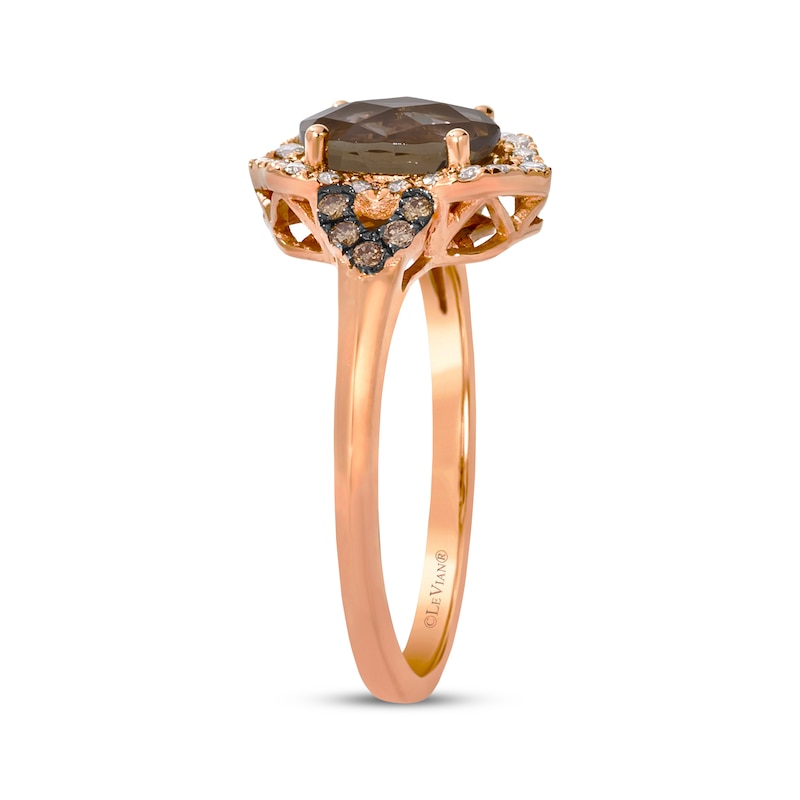 Main Image 2 of Le Vian Oval-Cut Chocolate Quartz Ring 1/5 ct tw Diamonds 14K Strawberry Gold