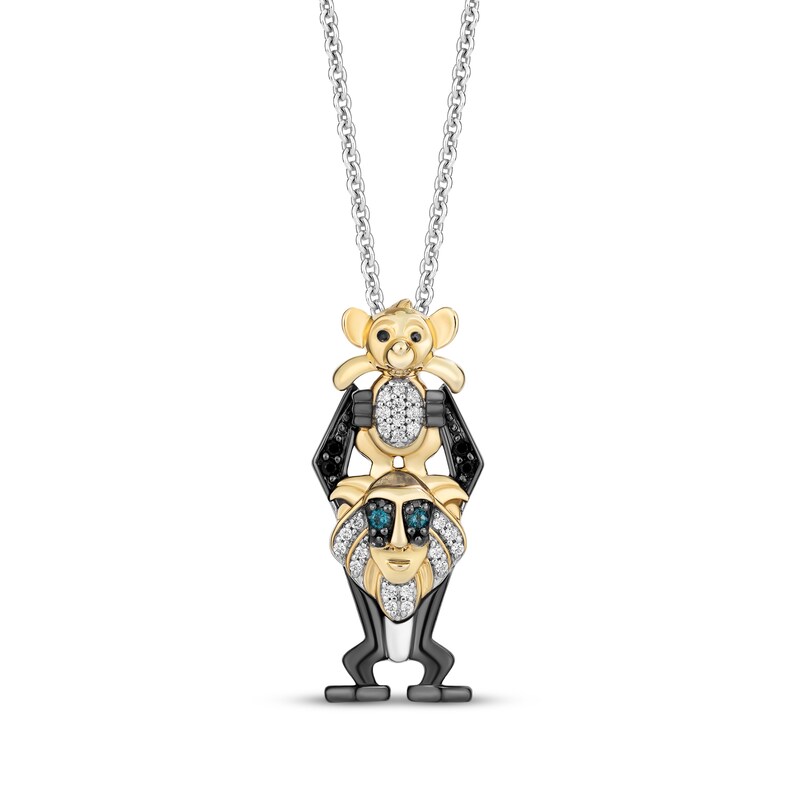 Main Image 1 of Disney Treasures The Lion King London Blue Topaz & Diamond Necklace 1/10 ct tw Sterling Silver & 10K Yellow Gold 19"