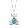 Thumbnail Image 0 of Winnie the Pooh "Roo" Heart-Shaped Swiss Blue Topaz & Diamond Necklace 1/20 ct tw Sterling Silver & 10K Rose Gold 19"