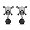 Thumbnail Image 1 of Disney Treasures Pirates of the Caribbean Black Cultured Pearl & Diamond Skull Earrings 1/10 ct tw Sterling Silver