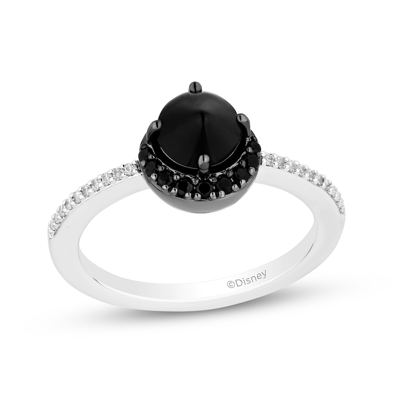 Main Image 1 of Disney Treasures Hocus Pocus Black Onyx & Diamond Crescent Ring 1/6 ct tw Sterling Silver