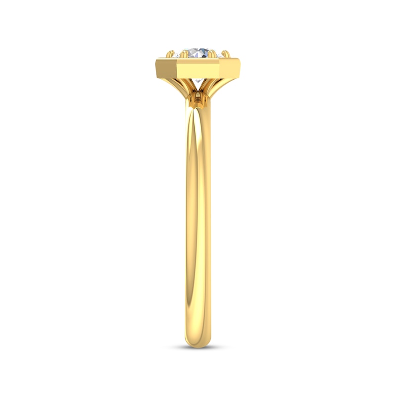 Main Image 2 of Now + Forever Round-Cut Diamond Hexagon Frame Solitaire Engagement Ring 1/3 ct tw 14K Yellow Gold (I/I2)