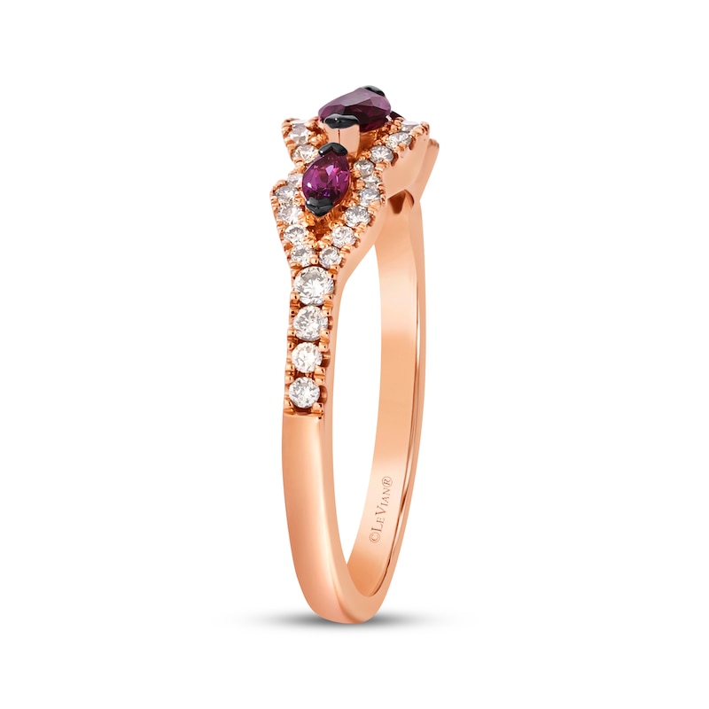 Main Image 2 of Le Vian Marquise-Cut Rhodolite Garnet Ring 1/3 ct tw Diamonds 14K Strawberry Gold
