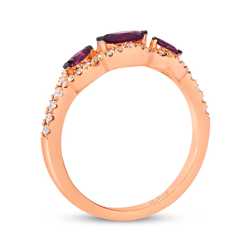Main Image 3 of Le Vian Marquise-Cut Rhodolite Garnet Ring 1/3 ct tw Diamonds 14K Strawberry Gold