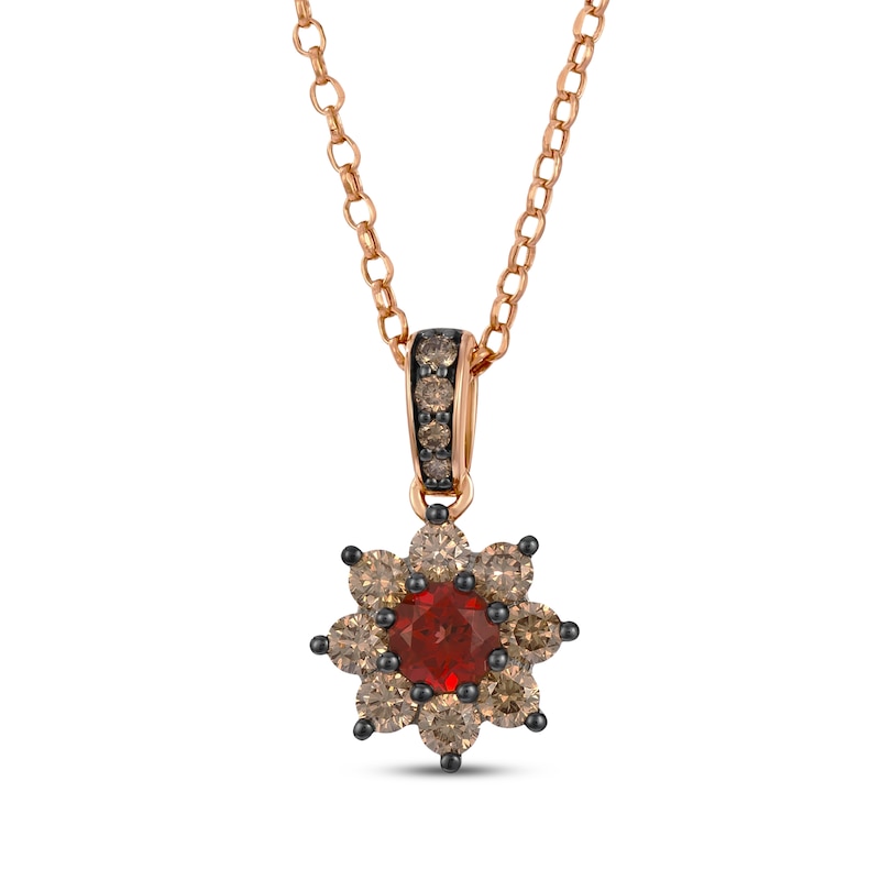 Main Image 1 of Le Vian Chocolate Sunflower Collection Garnet Necklace 5/8 ct tw Diamonds 14K Strawberry Gold 19&quot;