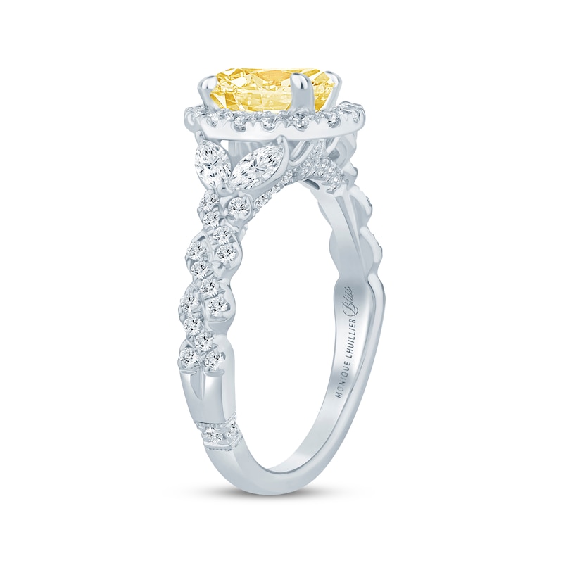 Main Image 2 of Monique Lhuillier Bliss Oval-Cut Yellow & White Lab-Grown Diamond Engagement Ring 1-3/4 ct tw 18K White Gold