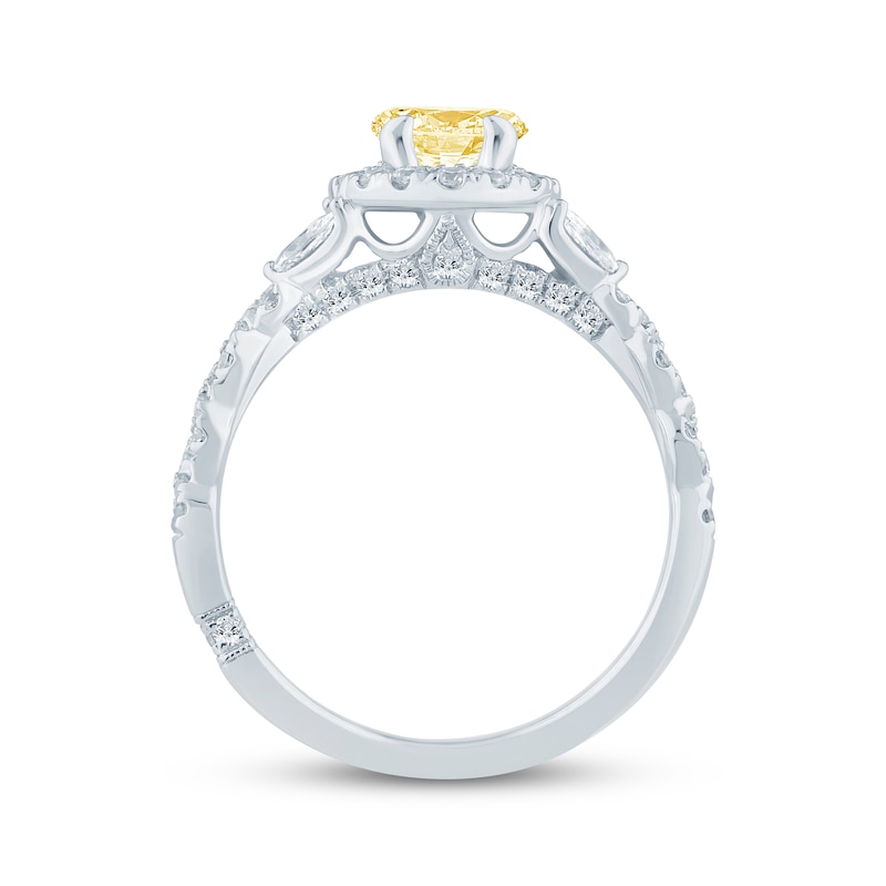 Main Image 3 of Monique Lhuillier Bliss Oval-Cut Yellow & White Lab-Grown Diamond Engagement Ring 1-3/4 ct tw 18K White Gold