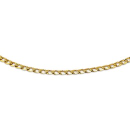 Diamond-Cut Flat Curb Chain Necklace 5mm Solid 14K Yellow Gold 20&quot;