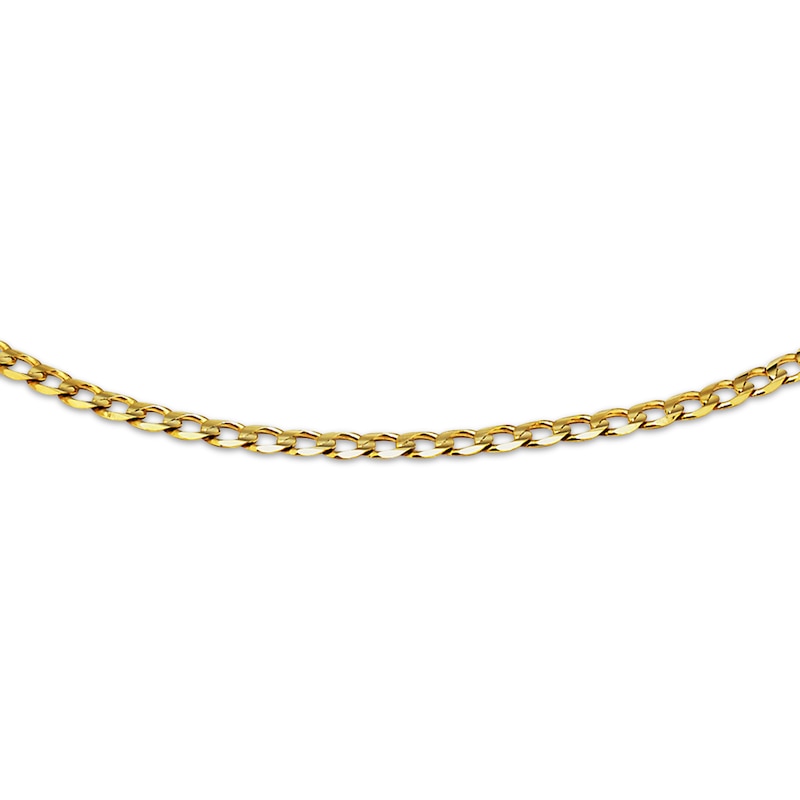 Main Image 1 of Diamond-Cut Flat Curb Chain Necklace 5mm Solid 14K Yellow Gold 20&quot;