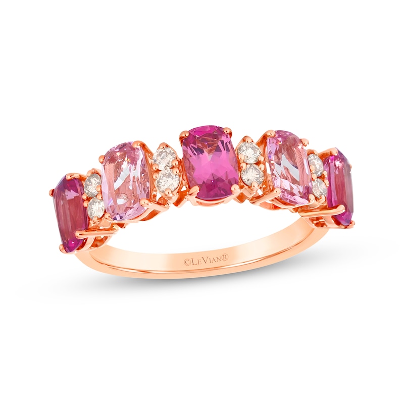 Main Image 1 of Le Vian Cushion-Cut Pink Tourmaline & Morganite Ring 1/5 ct tw Diamonds 14K Strawberry Gold
