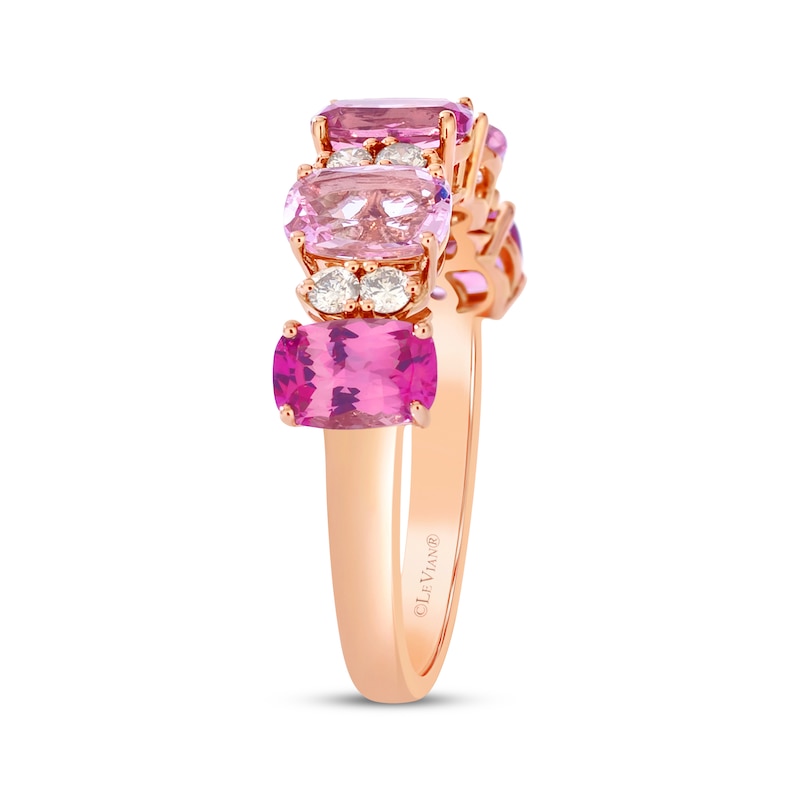 Main Image 2 of Le Vian Cushion-Cut Pink Tourmaline & Morganite Ring 1/5 ct tw Diamonds 14K Strawberry Gold
